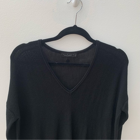 Twin-Set Simona Barbieri Size Small Dress Black Knit Wool Blend Ruffle Mini - Picture 2 of 14